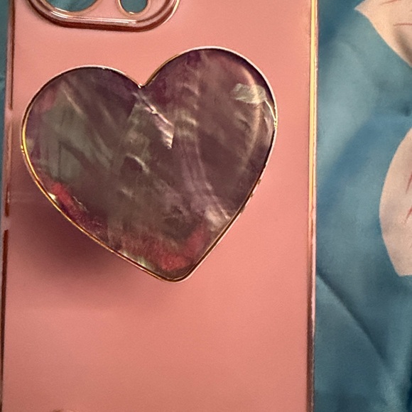 Pink Marble Phone Case with Heart Stand - Picture 3 of 3